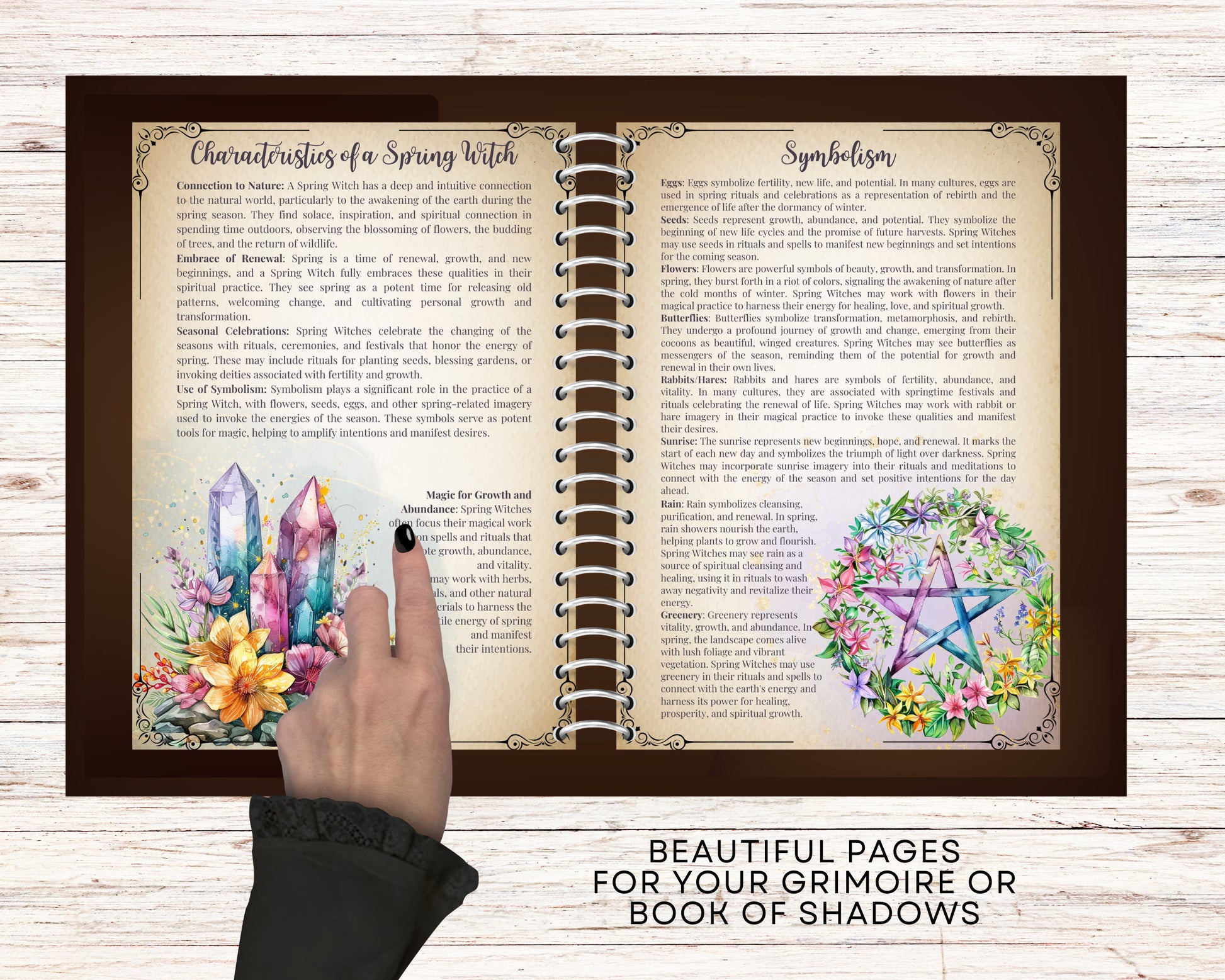 Spring Witch. Season of the Witch. Beautiful pages for your Grimoire or Book Of Shadows. Printable.