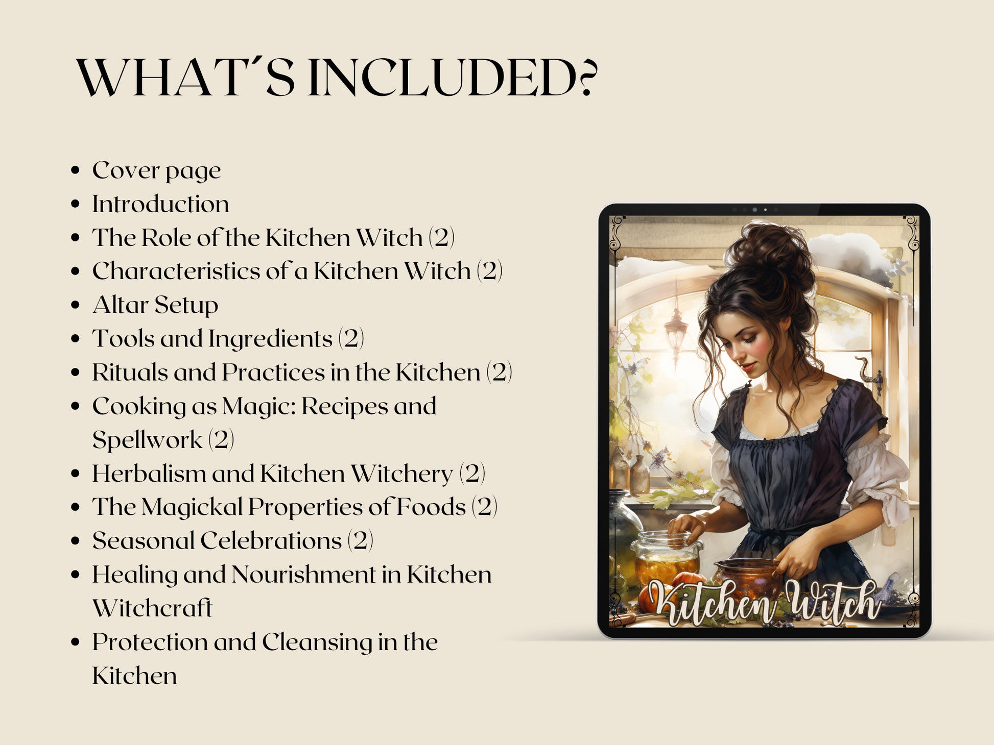 Kitchen Witch. Beautiful pages for your Grimoire or Book Of Shadows. Printable.
