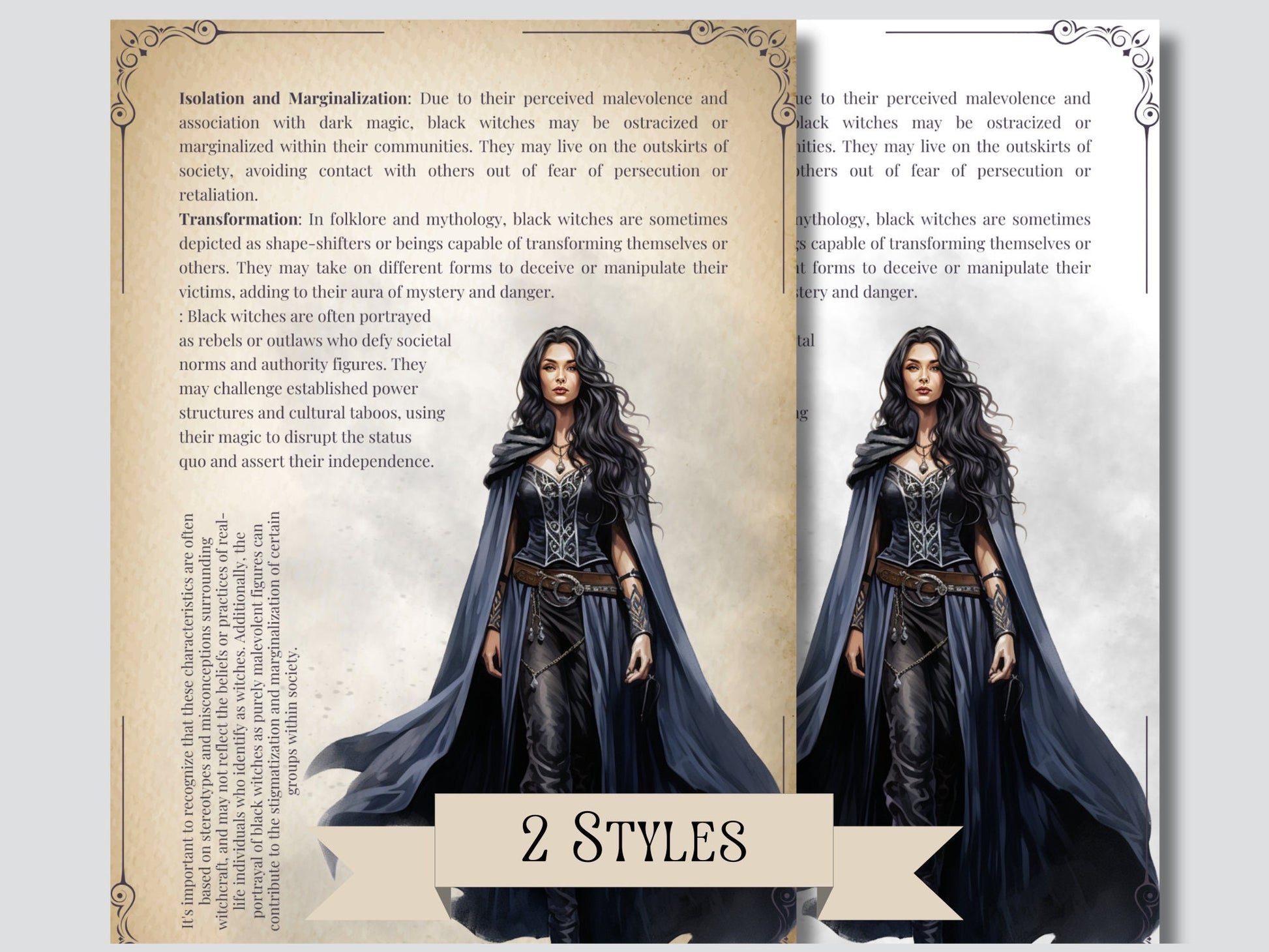 Black Witch. Beautiful pages for your Grimoire or Book Of Shadows. Printable