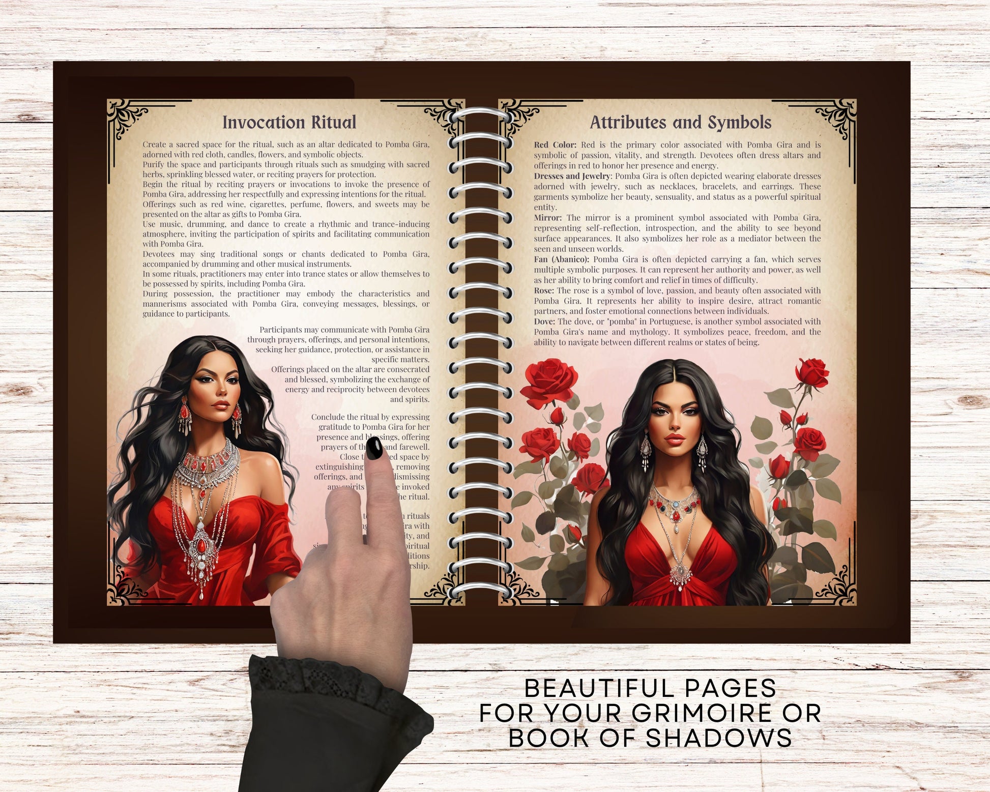 Pomba Gira. Basic guide. Beautiful pages for your Grimoire or Book Of Shadows. Printable.