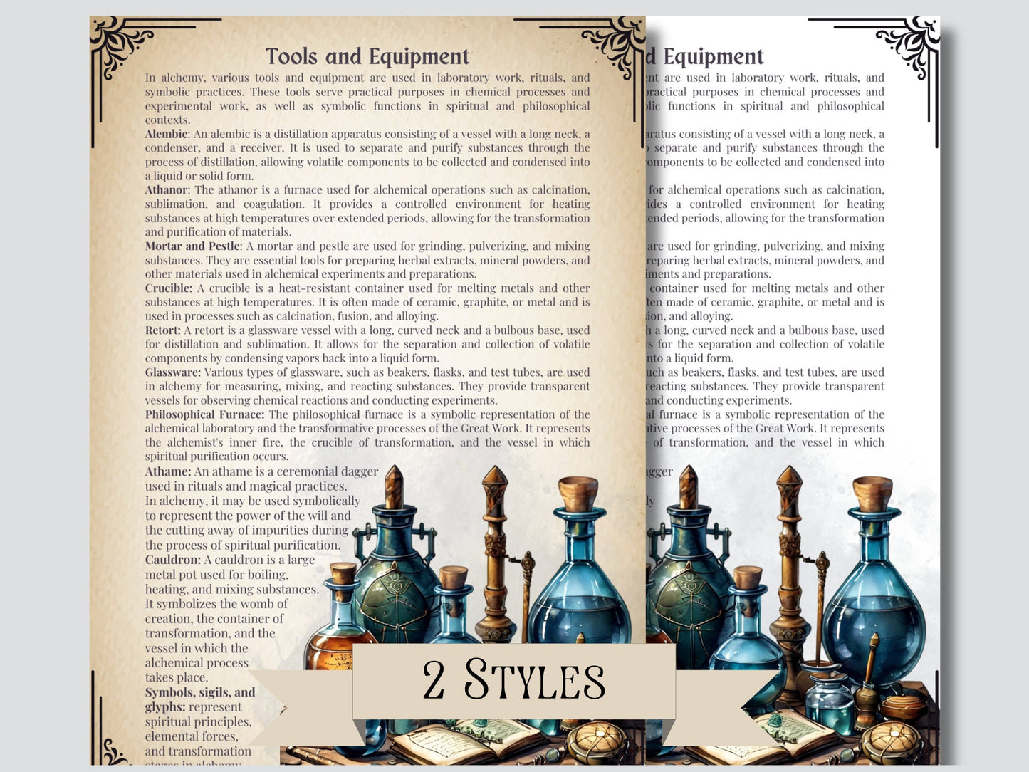 Alchemy Guide for Beginners. Beautiful pages for your Grimoire or Book Of Shadows. Printable