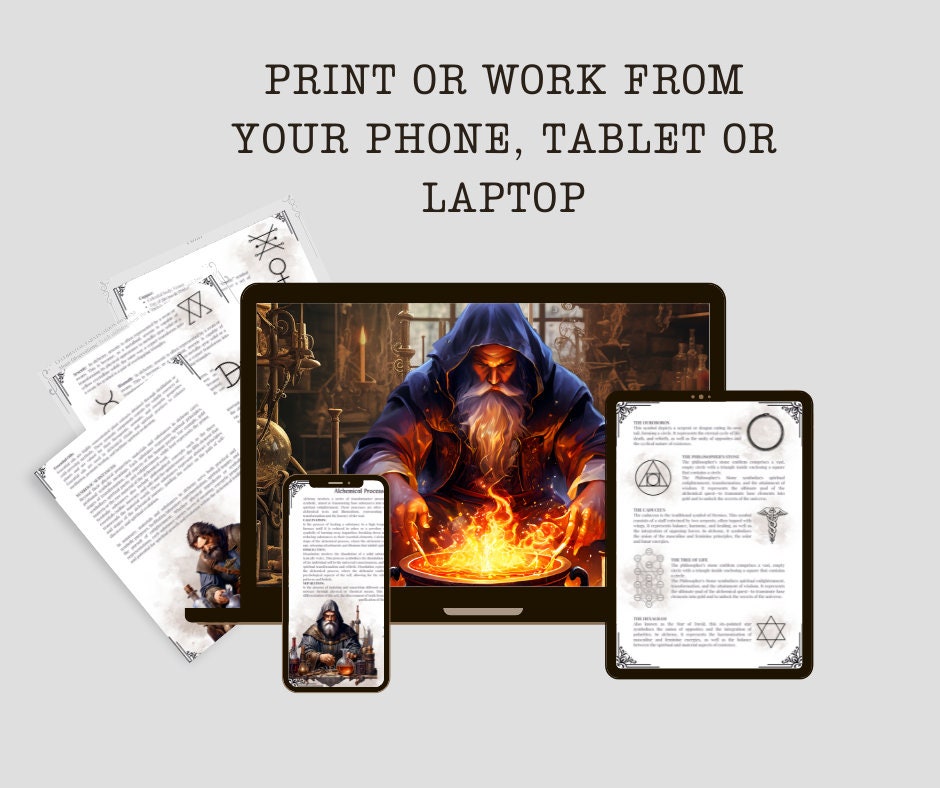 Alchemy Guide for Beginners. Beautiful pages for your Grimoire or Book Of Shadows. Printable