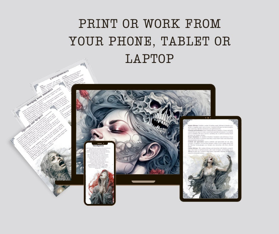 Banshee. “Woman of the fairies”. Beautiful pages for your Grimoire or Book of Shadows. Printable