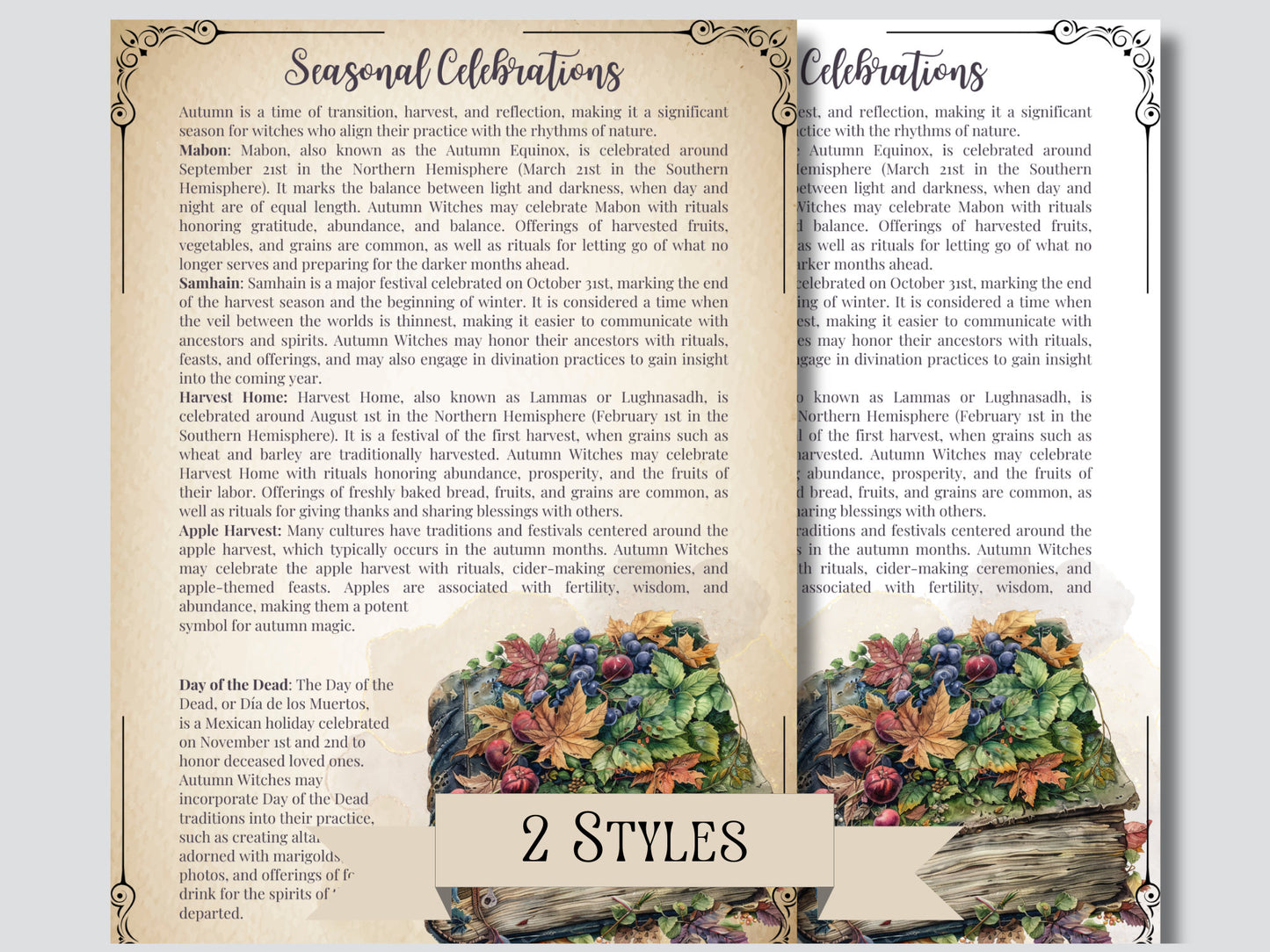 Autumn Witch. Season of the Witch. Beautiful pages for your Grimoire or Book Of Shadows. Printable.