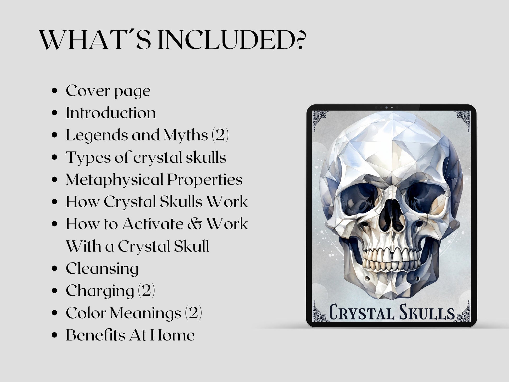 Crystal Skulls: How They Work And How To Use Them. Beautiful pages for your Grimoire or Book Of Shadows. Printable.
