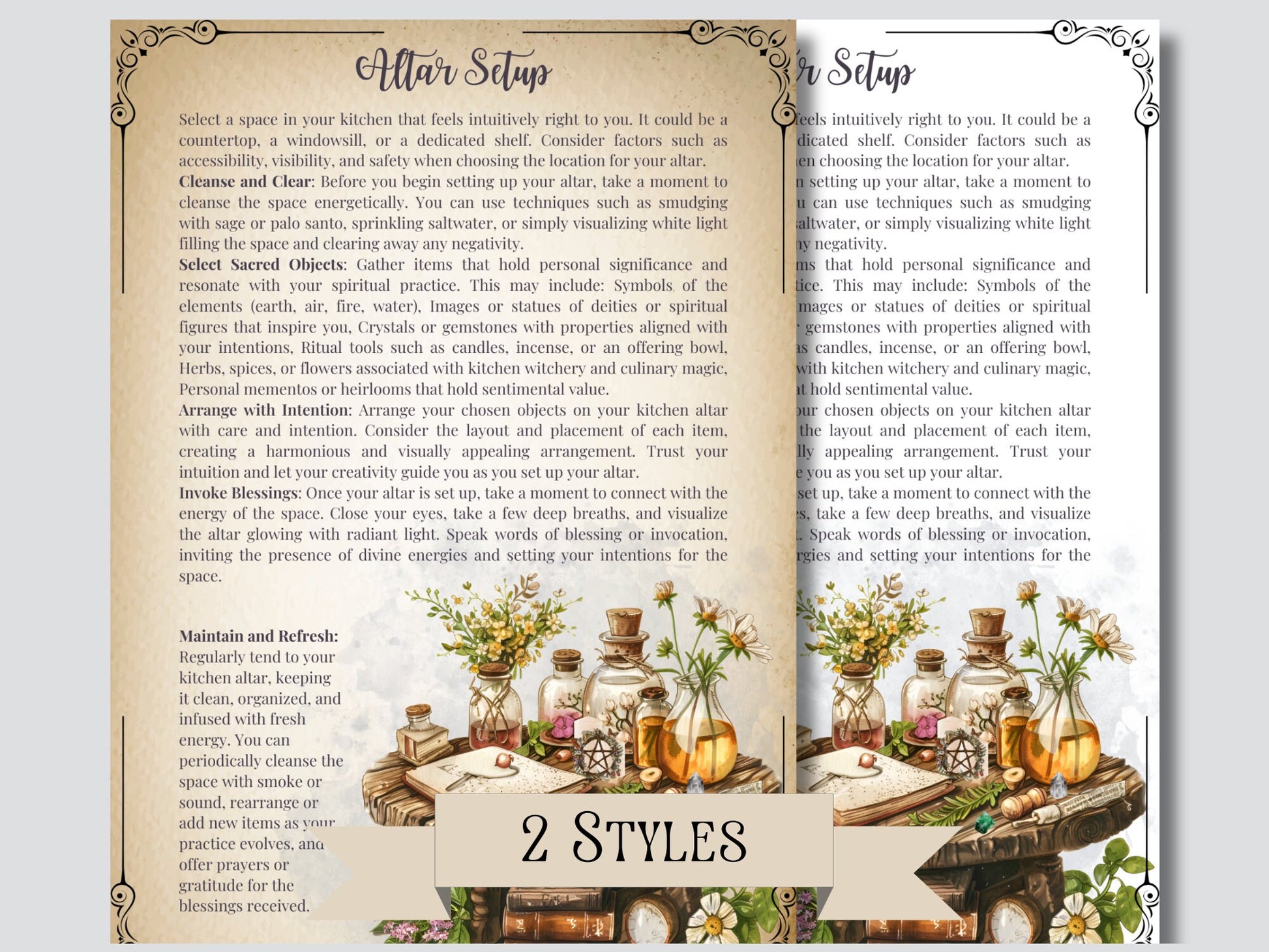 Kitchen Witch. Beautiful pages for your Grimoire or Book Of Shadows. Printable.