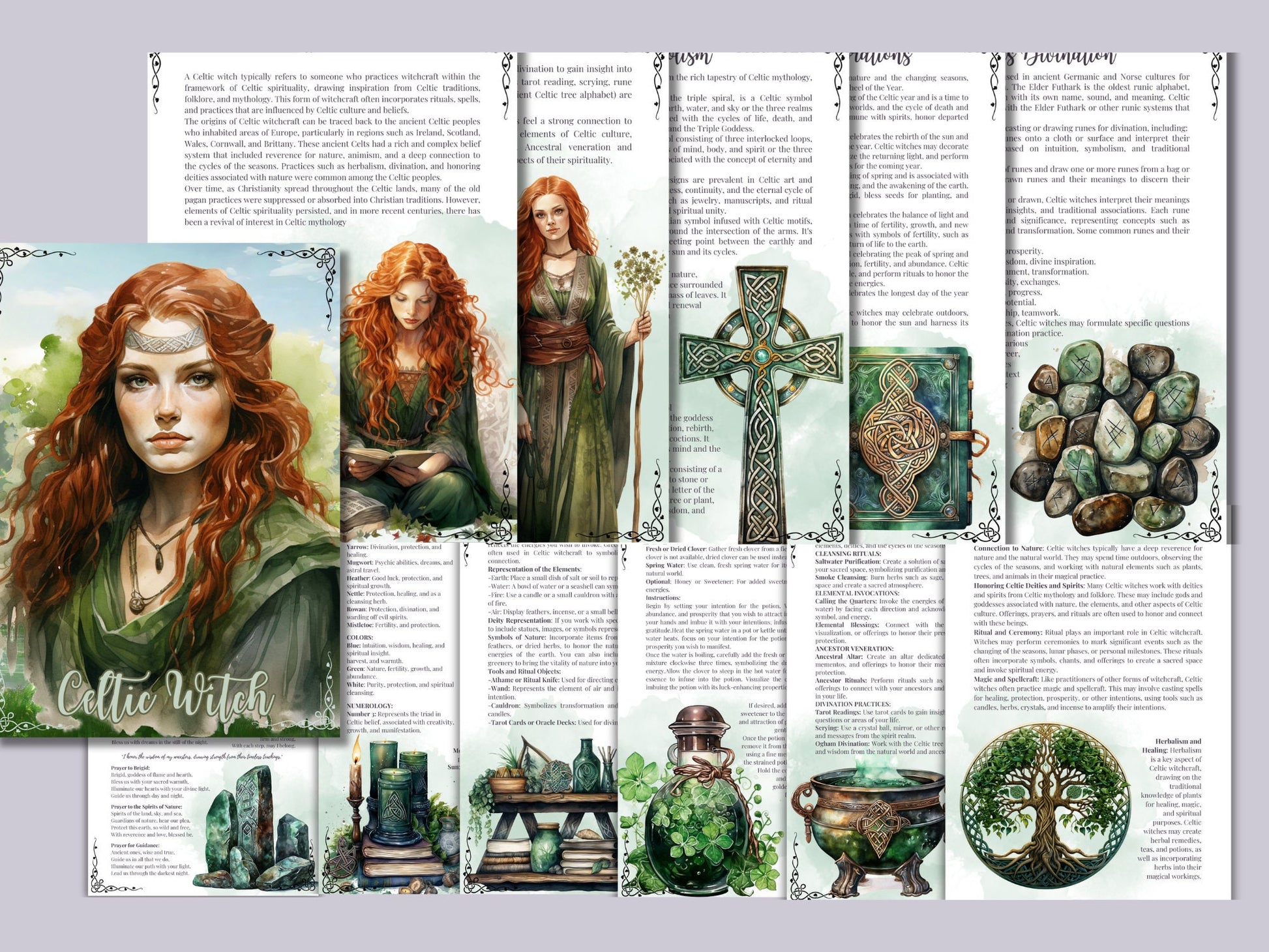 Celtic Witch. Beautiful pages for your Grimoire or Book Of Shadows. Printable