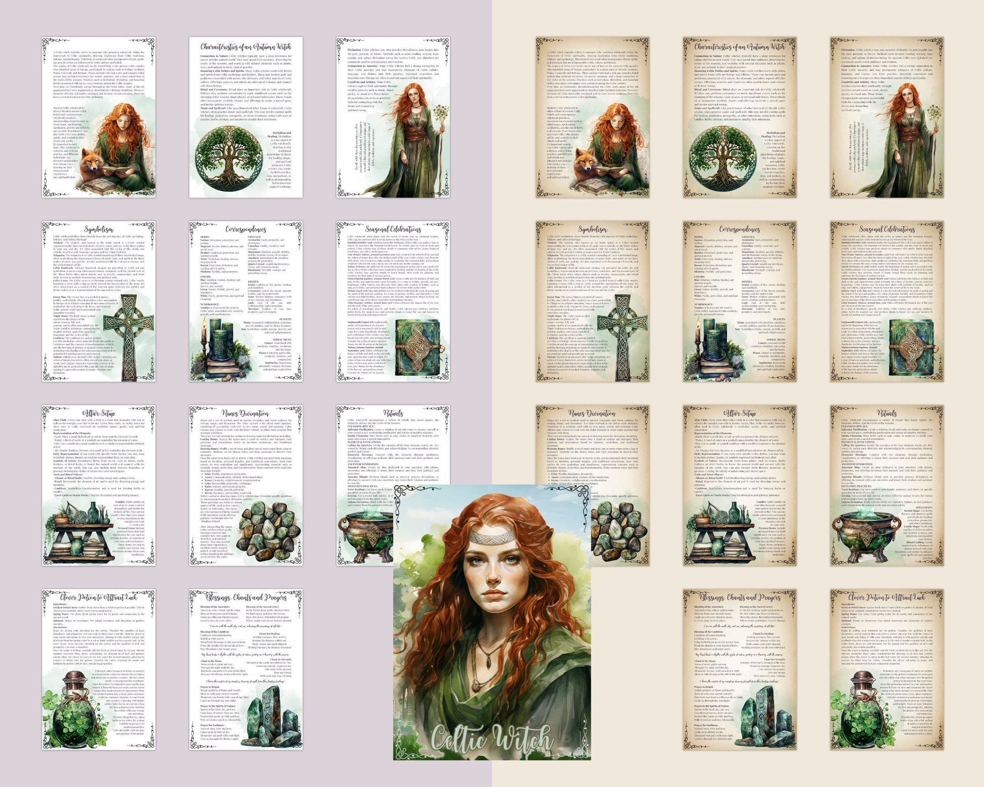 Celtic Witch. Beautiful pages for your Grimoire or Book Of Shadows. Printable