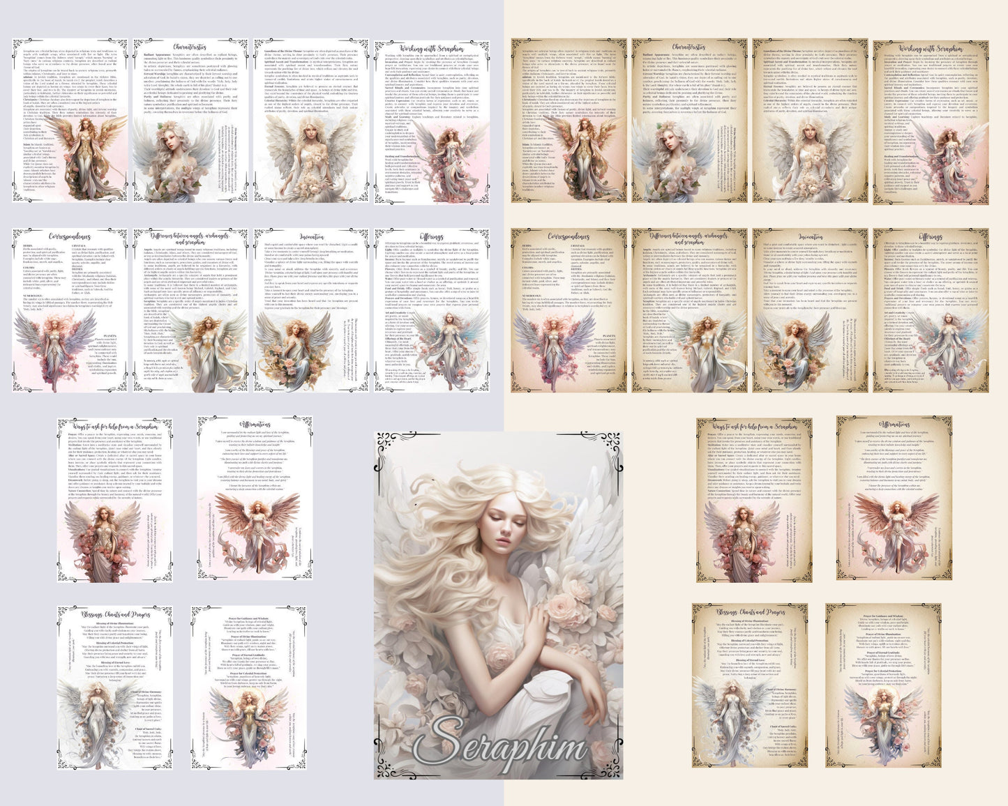 Seraphim. Beautiful pages for your Grimoire or Book Of Shadows. Printable