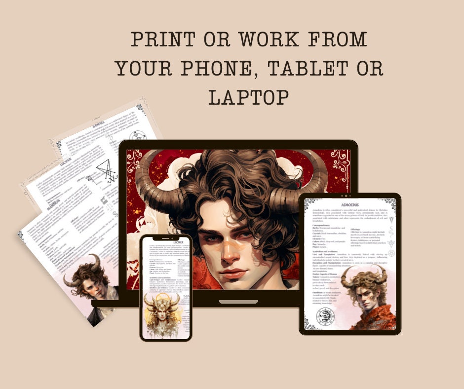 Demons Grimoire pages. Beautiful version. Demonic witchcraft. Printable Grimoire pages.