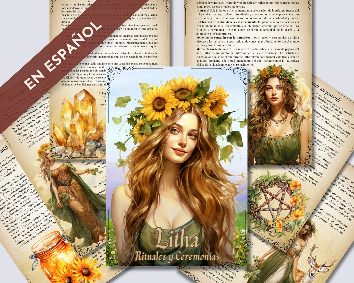 Litha. EN ESPAÑOL. Rituales y Ceremonias. Páginas imprimibles para tu Libro de las Sombras.