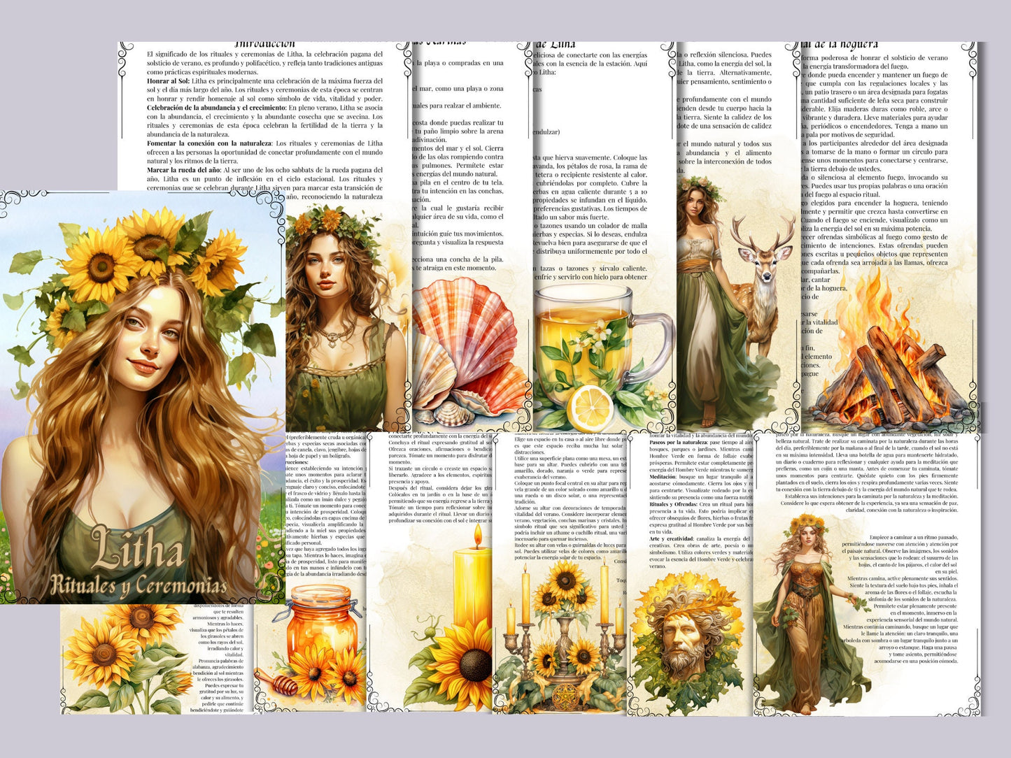 Litha. EN ESPAÑOL. Rituales y Ceremonias. Páginas imprimibles para tu Libro de las Sombras.