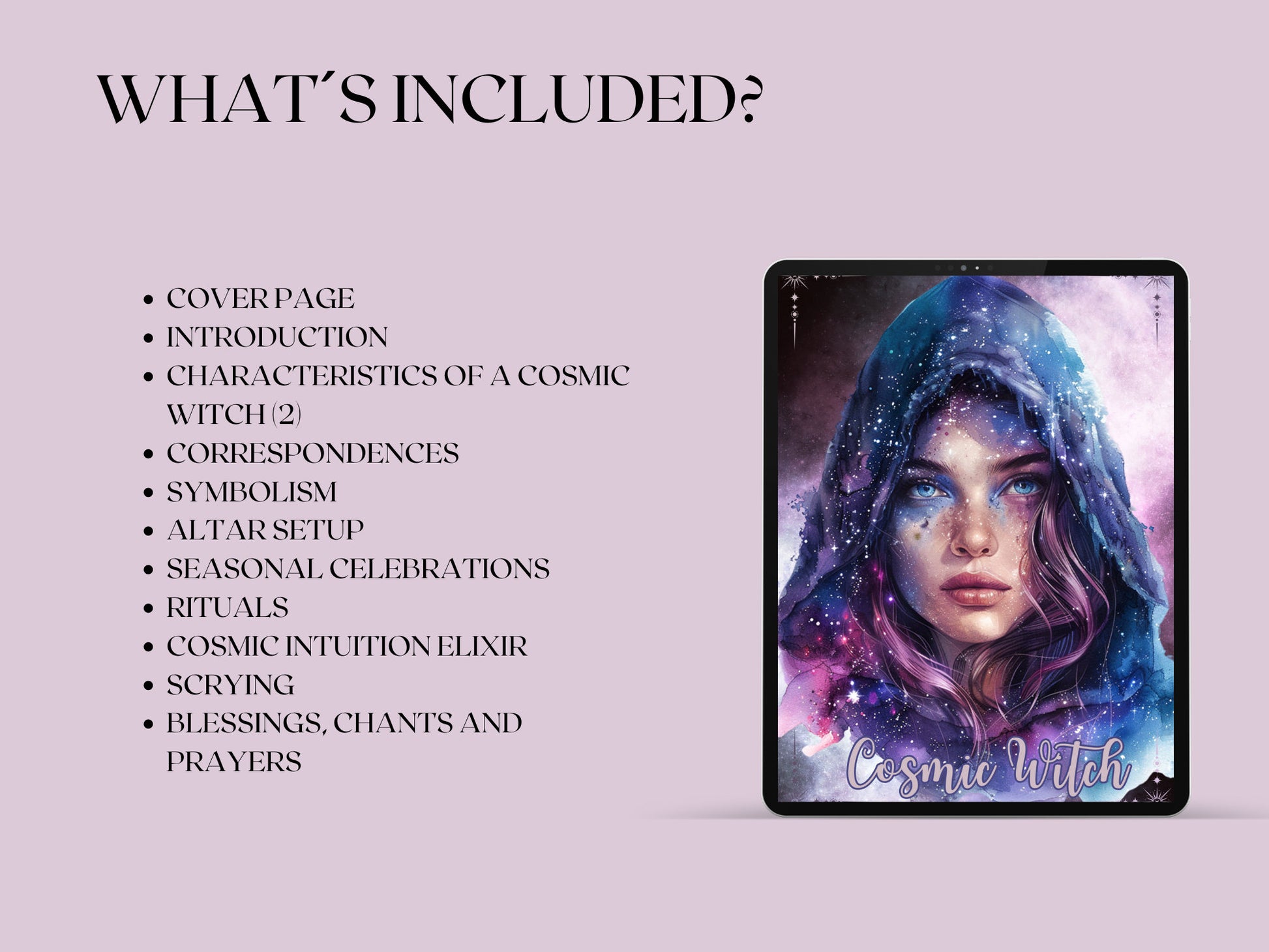 Cosmic Witch. Beautiful pages for your Grimoire or Book Of Shadows. Printable