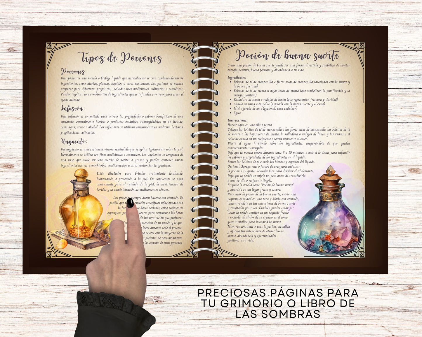 POCIONES. EN ESPAÑOL. Hermosas páginas para tu Libro de las Sombras. Descarga instantánea.