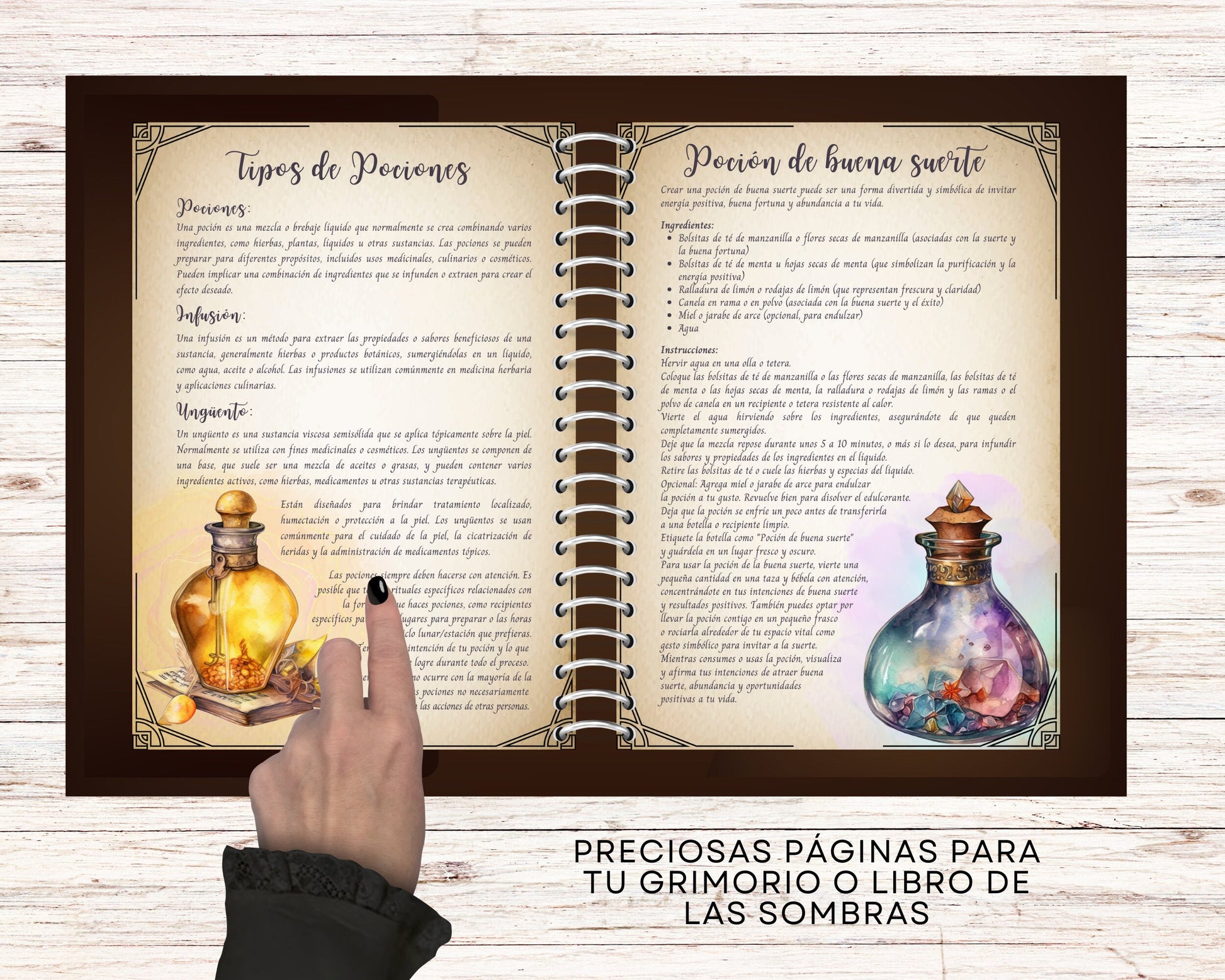 POCIONES. EN ESPAÑOL. Hermosas páginas para tu Libro de las Sombras. Descarga instantánea.
