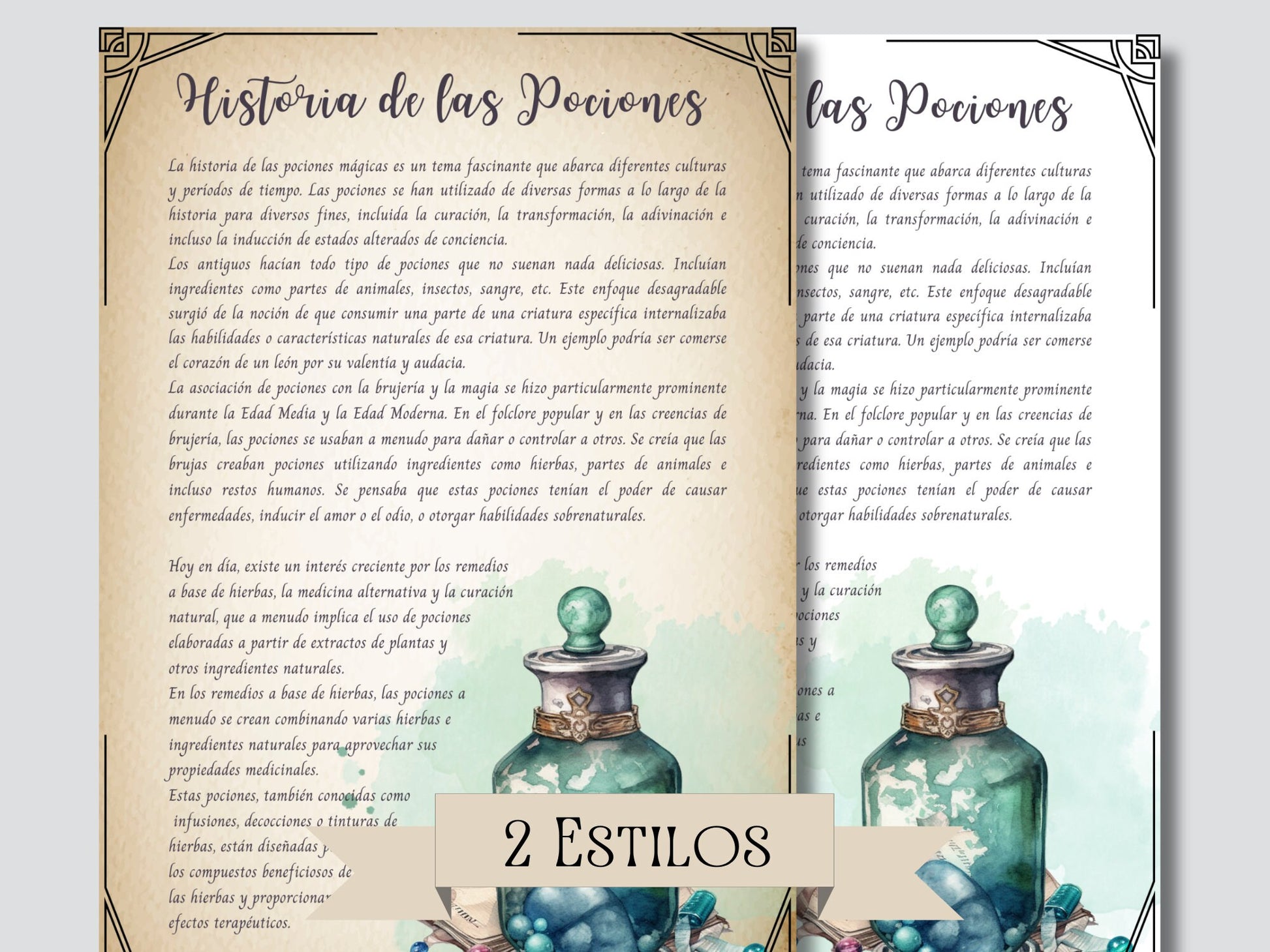 POCIONES. EN ESPAÑOL. Hermosas páginas para tu Libro de las Sombras. Descarga instantánea.