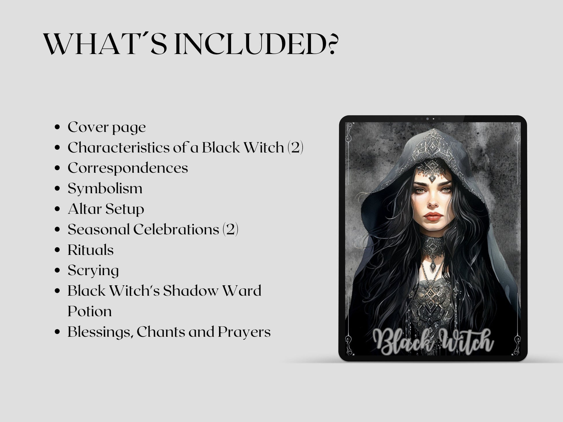 Black Witch. Beautiful pages for your Grimoire or Book Of Shadows. Printable