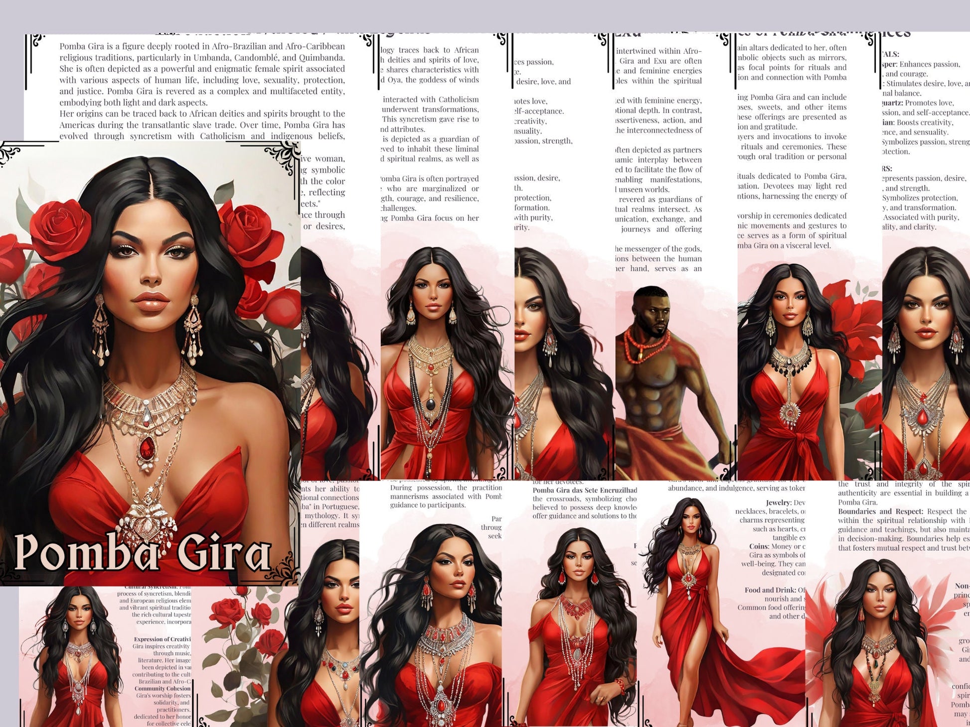 Pomba Gira. Basic guide. Beautiful pages for your Grimoire or Book Of Shadows. Printable.