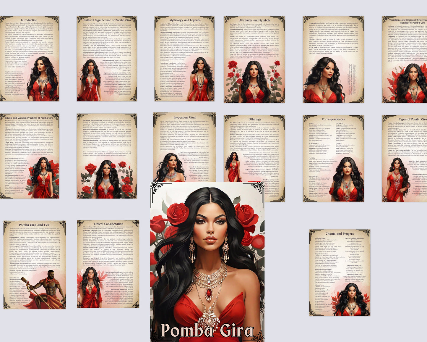 Pomba Gira. Basic guide. Beautiful pages for your Grimoire or Book Of Shadows. Printable.