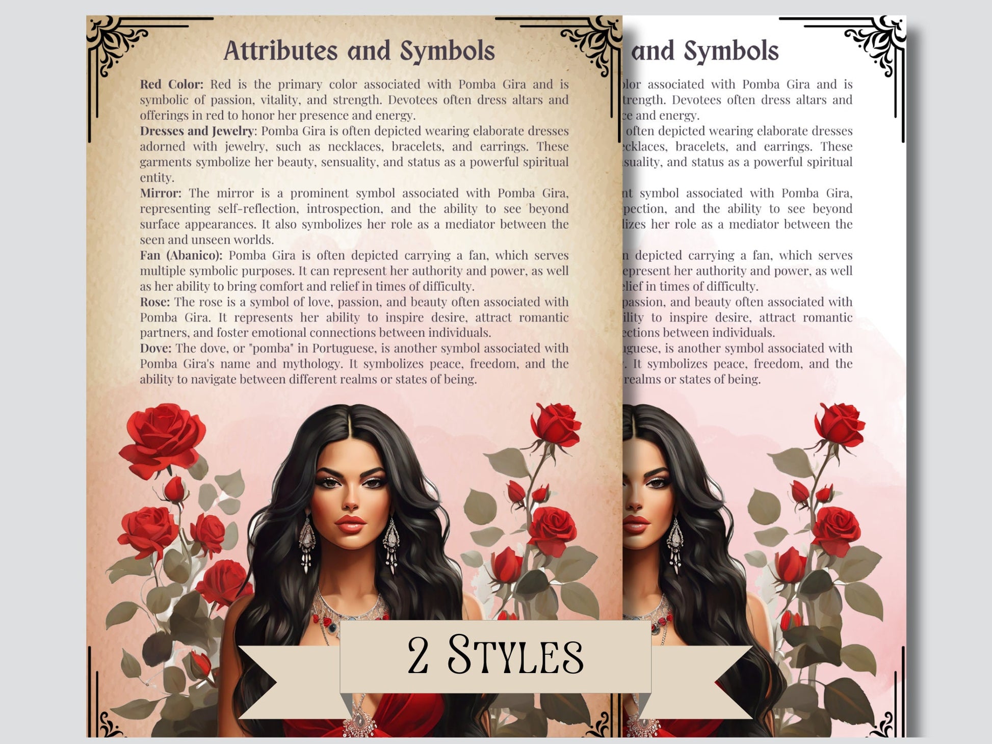 Pomba Gira. Basic guide. Beautiful pages for your Grimoire or Book Of Shadows. Printable.