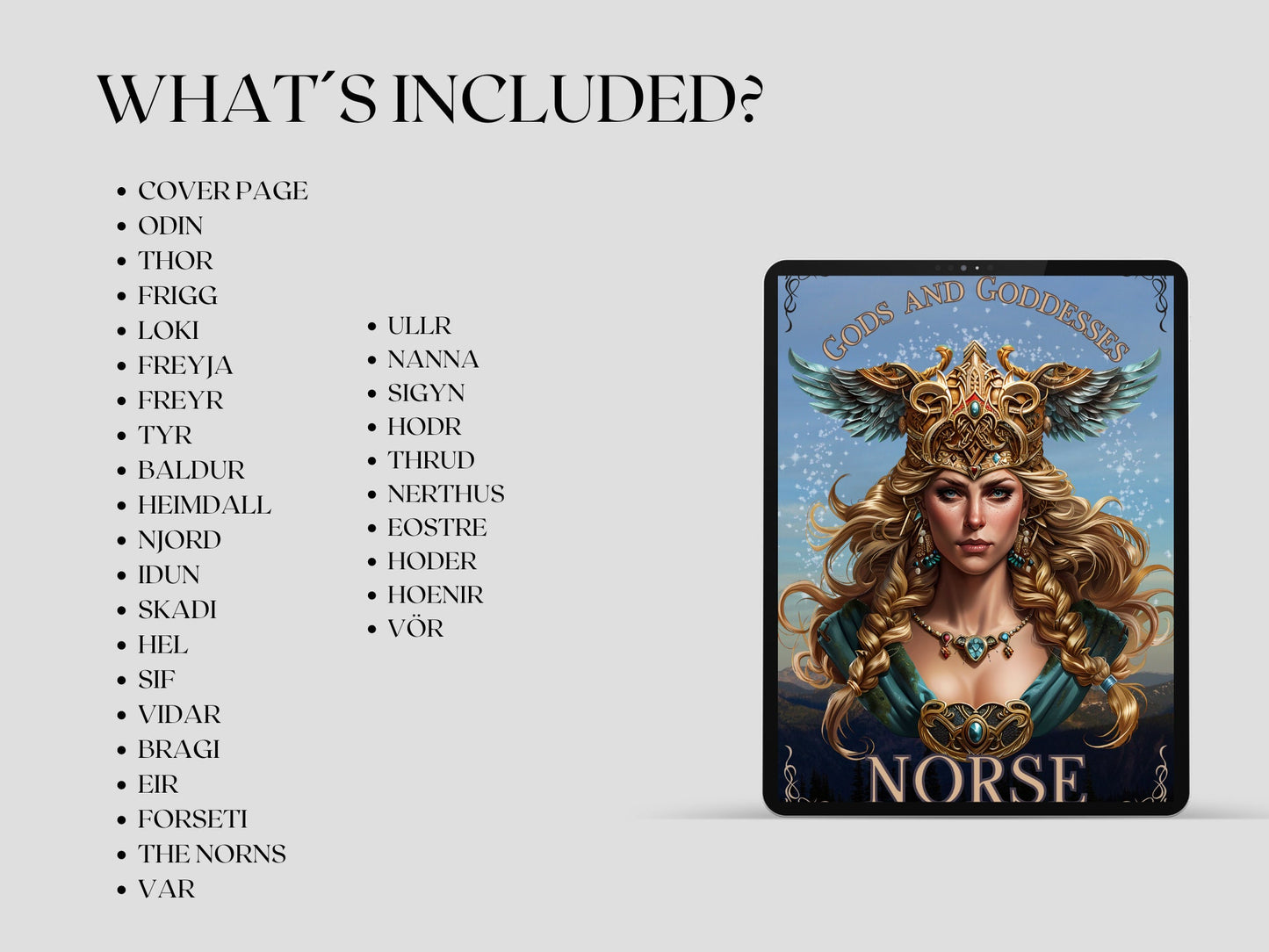 NORSE Gods and Goddesses. The most complete. Beautiful pages for your Grimoire or Book Of Shadows. Printable