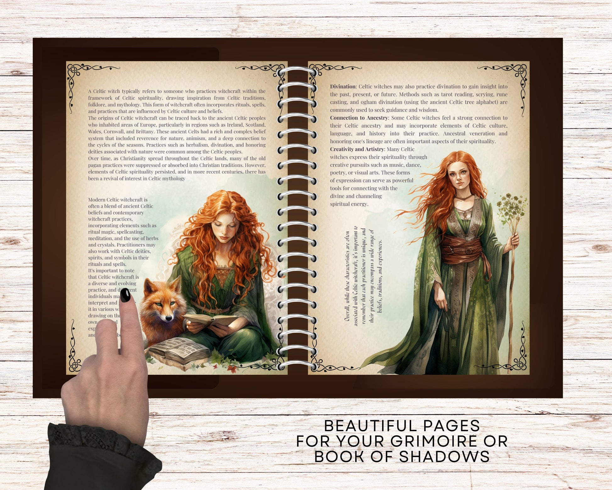 Celtic Witch. Beautiful pages for your Grimoire or Book Of Shadows. Printable