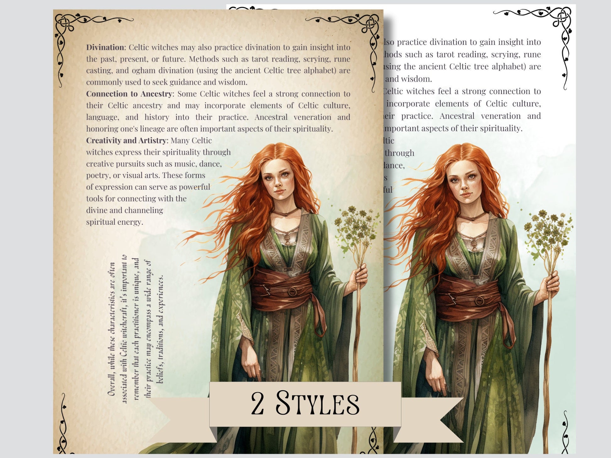 Celtic Witch. Beautiful pages for your Grimoire or Book Of Shadows. Printable