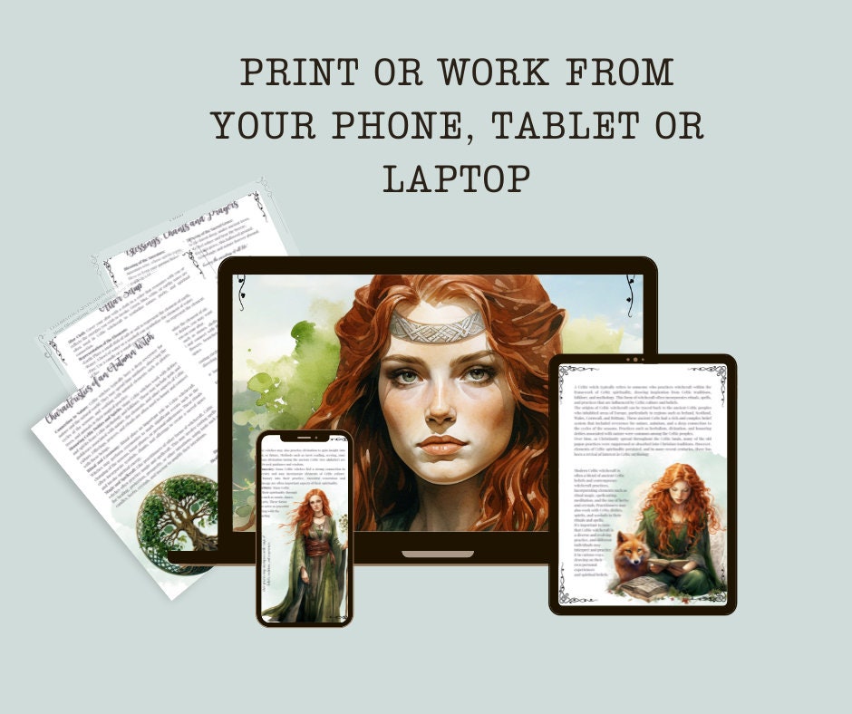 Celtic Witch. Beautiful pages for your Grimoire or Book Of Shadows. Printable