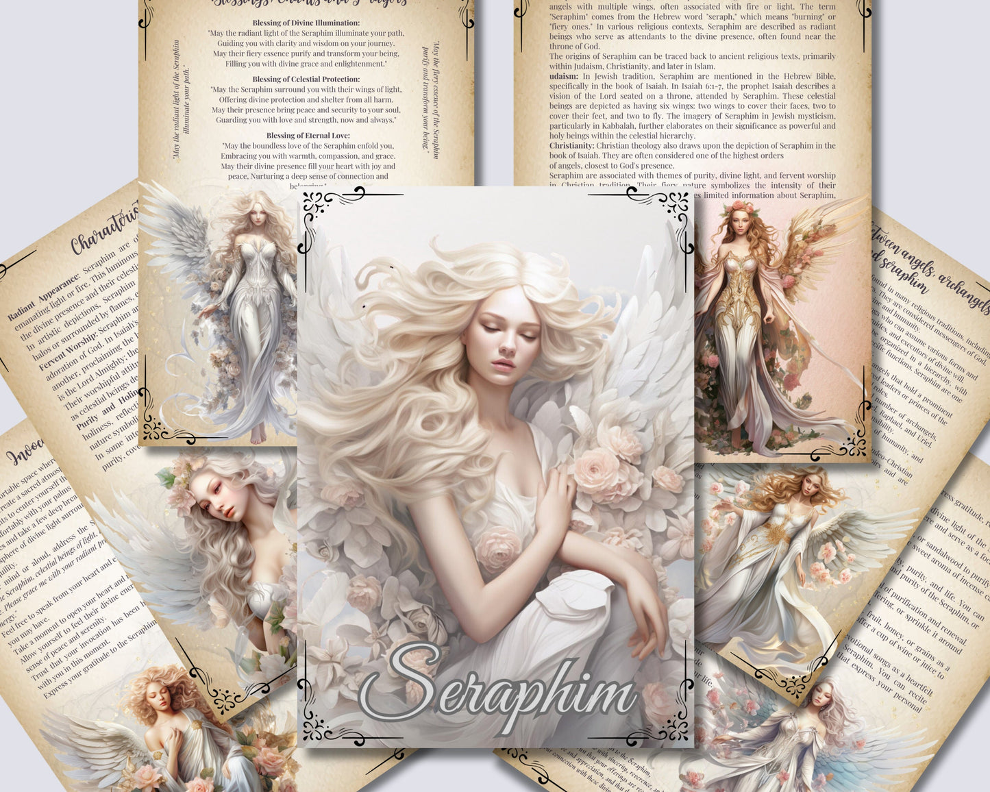 Seraphim. Beautiful pages for your Grimoire or Book Of Shadows. Printable