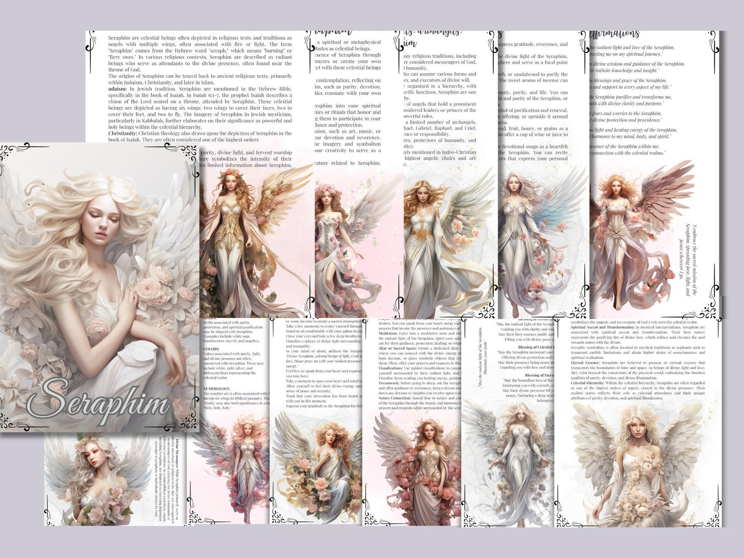 Seraphim. Beautiful pages for your Grimoire or Book Of Shadows. Printable