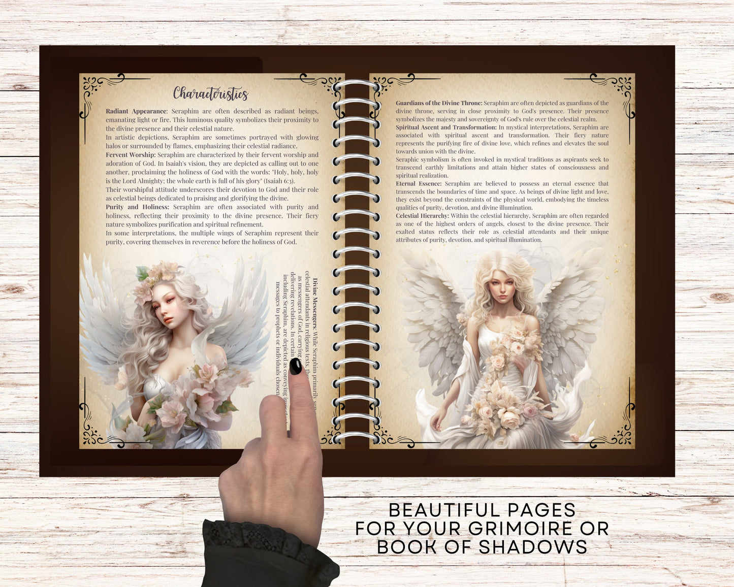 Seraphim. Beautiful pages for your Grimoire or Book Of Shadows. Printable