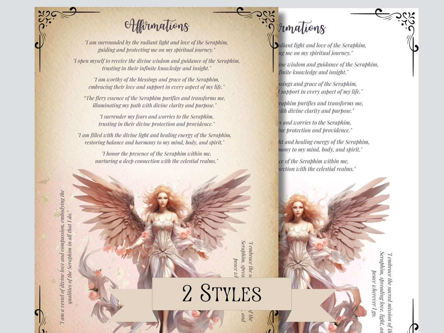 Seraphim. Beautiful pages for your Grimoire or Book Of Shadows. Printable