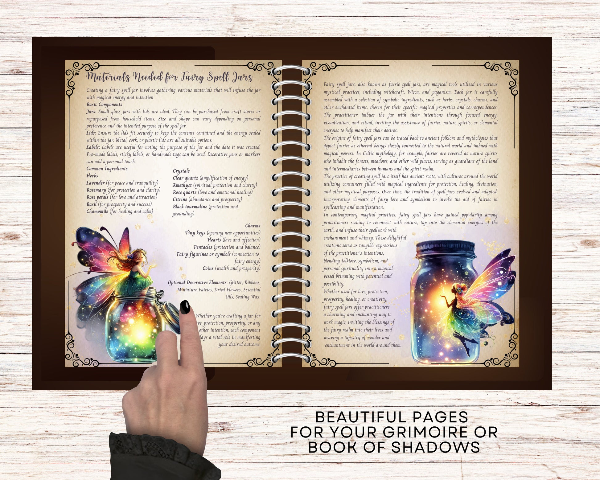 Fairy Spell Jars. Beautiful pages for your Grimoire or Book Of Shadows. Printable.