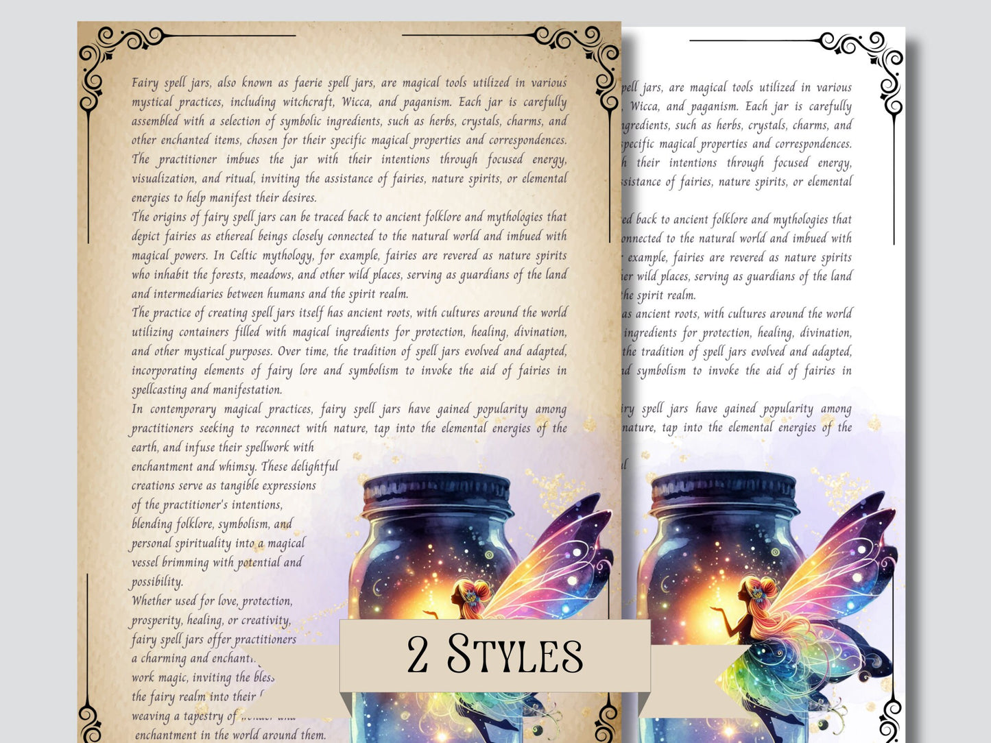 Fairy Spell Jars. Beautiful pages for your Grimoire or Book Of Shadows. Printable.