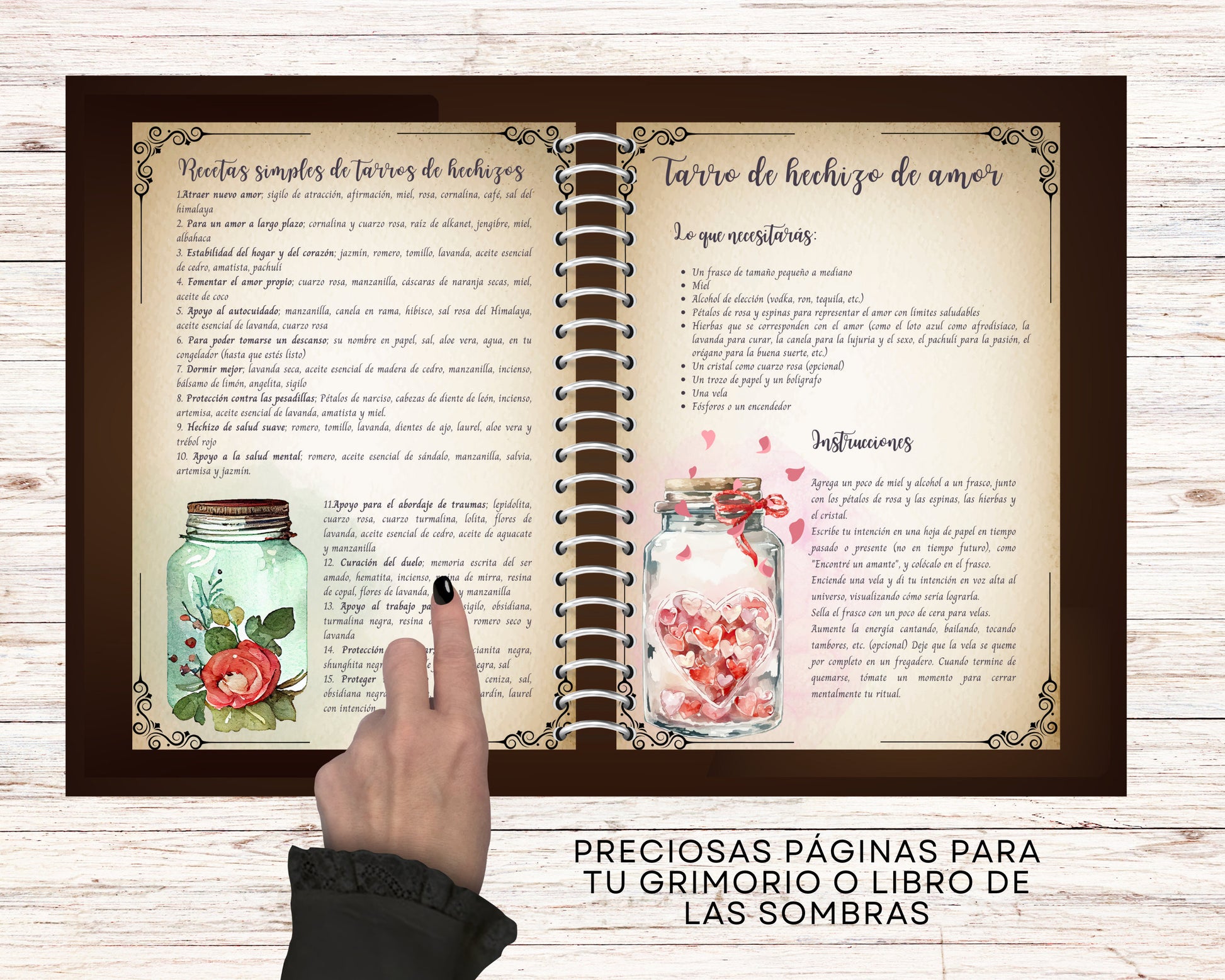 TARROS DE HECHIZO. Hermosas páginas para tu Libro de las Sombras. Descarga instantánea.