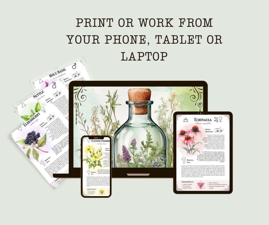 The Ultimate Medicinal Herbs Collection- Grimoire Printable, Book of Shadows Printable
