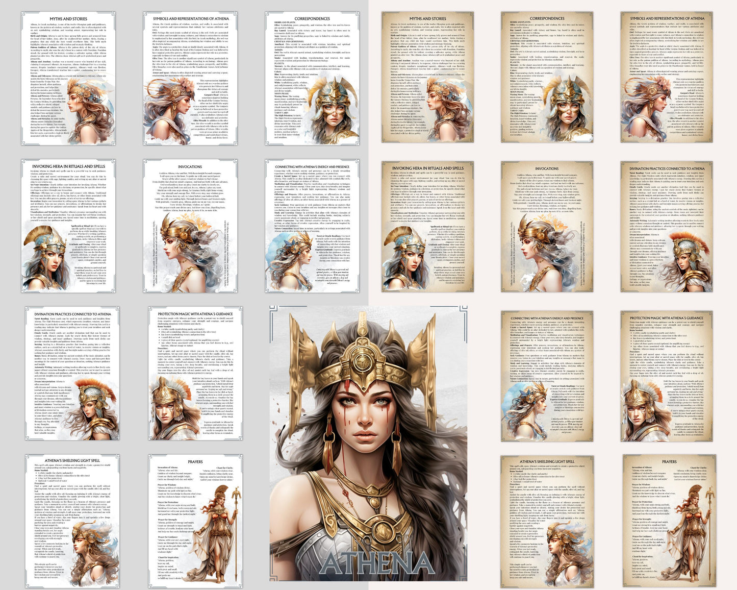 Athena. Greek goddess of wisdom and good counsel, war, the defence of towns, heroic endeavour, weaving, and pottery. Printable pages.