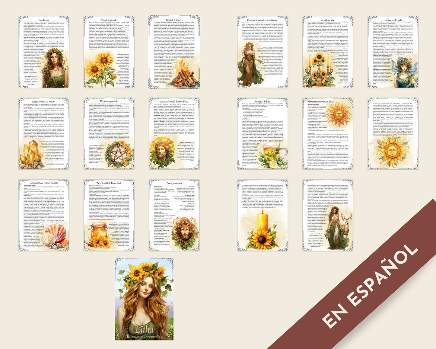 Litha. EN ESPAÑOL. Rituales y Ceremonias. Páginas imprimibles para tu Libro de las Sombras.
