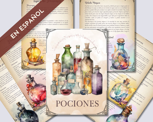 POCIONES. EN ESPAÑOL. Hermosas páginas para tu Libro de las Sombras. Descarga instantánea.