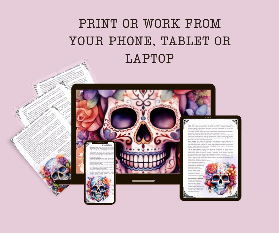 The Complete Guide to Sugar Skulls. Beautiful pages for your Grimoire or Book Of Shadows. Printable.