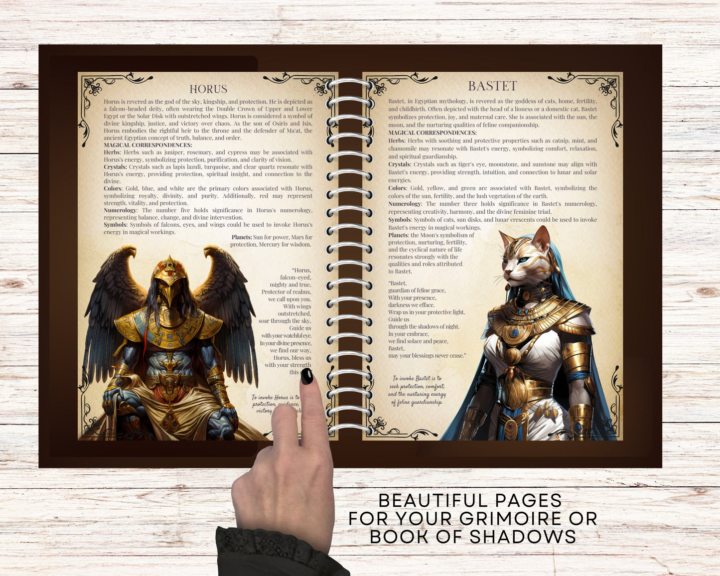 Egyptian Gods and Goddesses. Beautiful pages for your Grimoire or Book Of Shadows. Printable