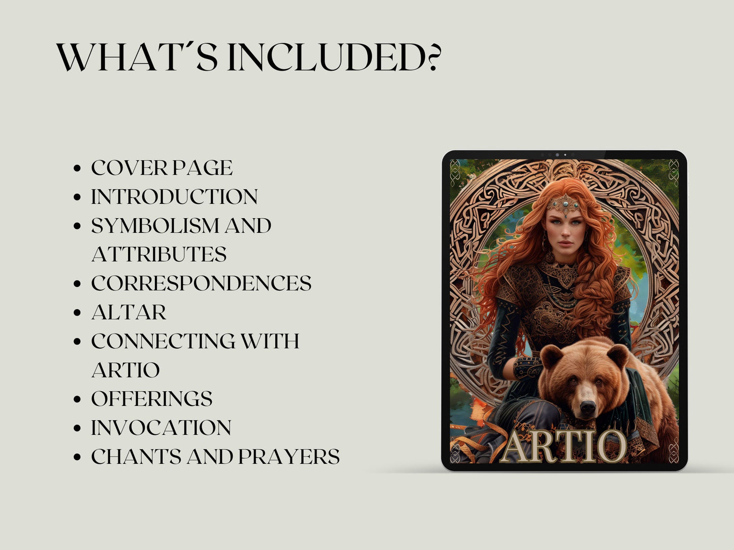 Artio, Celtic Bear Goddess of Wild Life. Beautiful pages for your Grimoire or Book Of Shadows. Printable.
