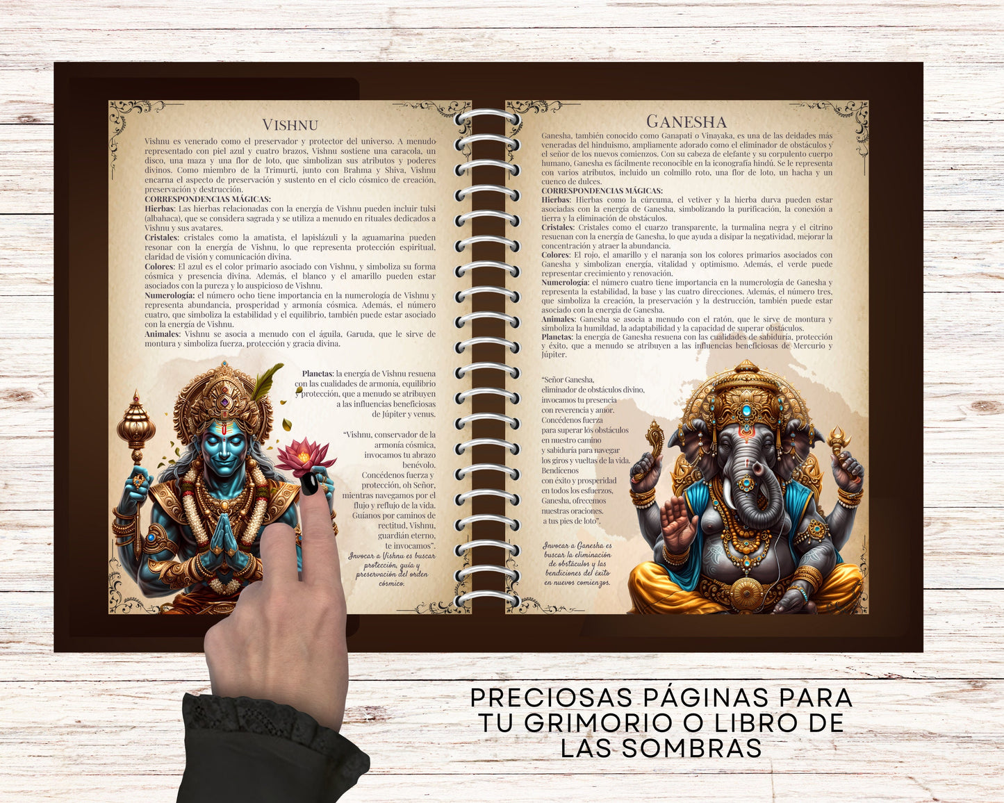 ESPAÑOL. DIOSES Y DIOSAS Hindúes. Hermosas páginas para tu Grimorio o Libro de las Sombras. Imprimible