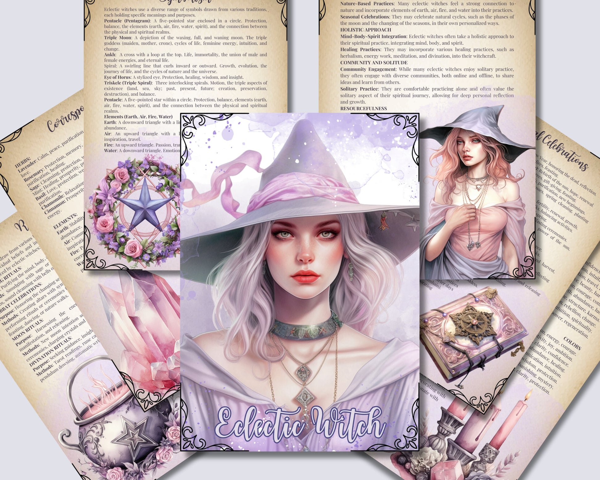 Eclectic Witch. Beautiful pages for your Grimoire or Book Of Shadows. Printable.
