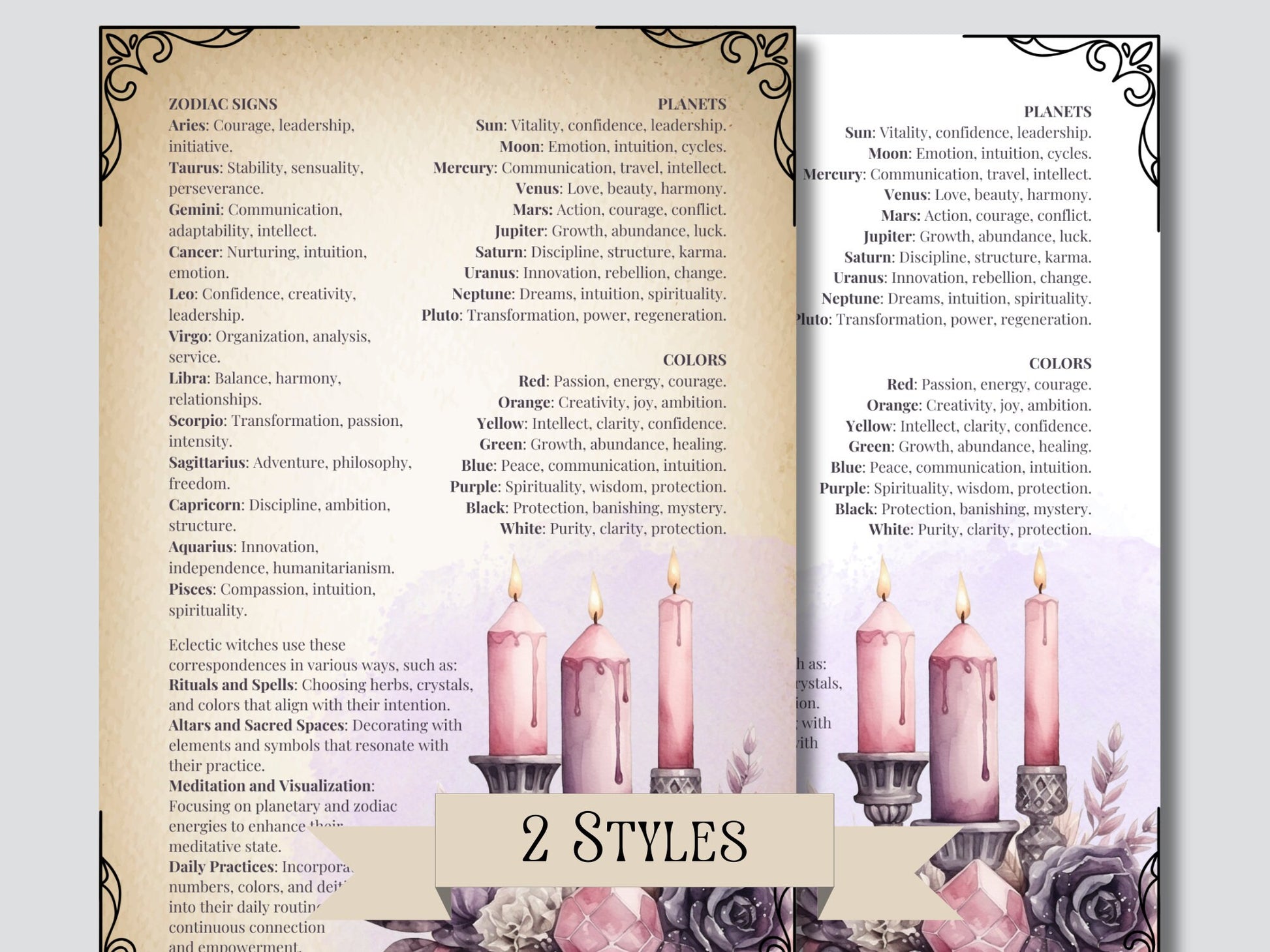Eclectic Witch. Beautiful pages for your Grimoire or Book Of Shadows. Printable.