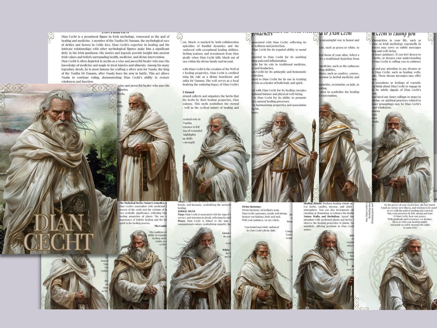 Dian Cecht. Irish God. Healer. Beautiful pages for your Grimoire or Book of Shadows. Printable