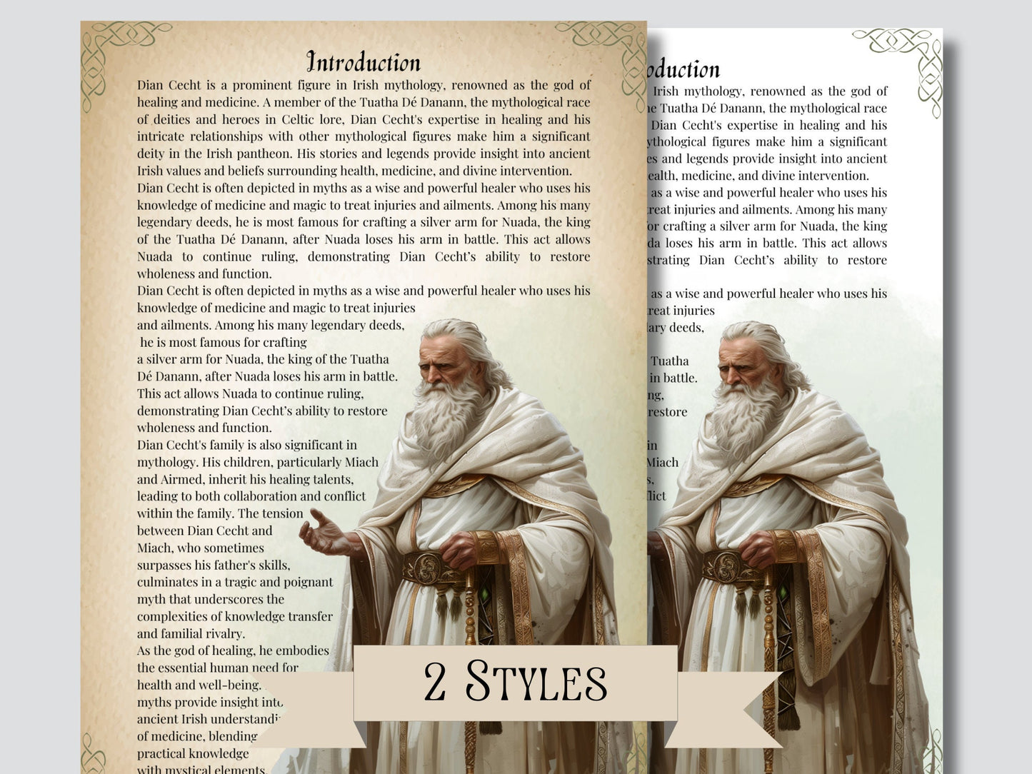 Dian Cecht. Irish God. Healer. Beautiful pages for your Grimoire or Book of Shadows. Printable