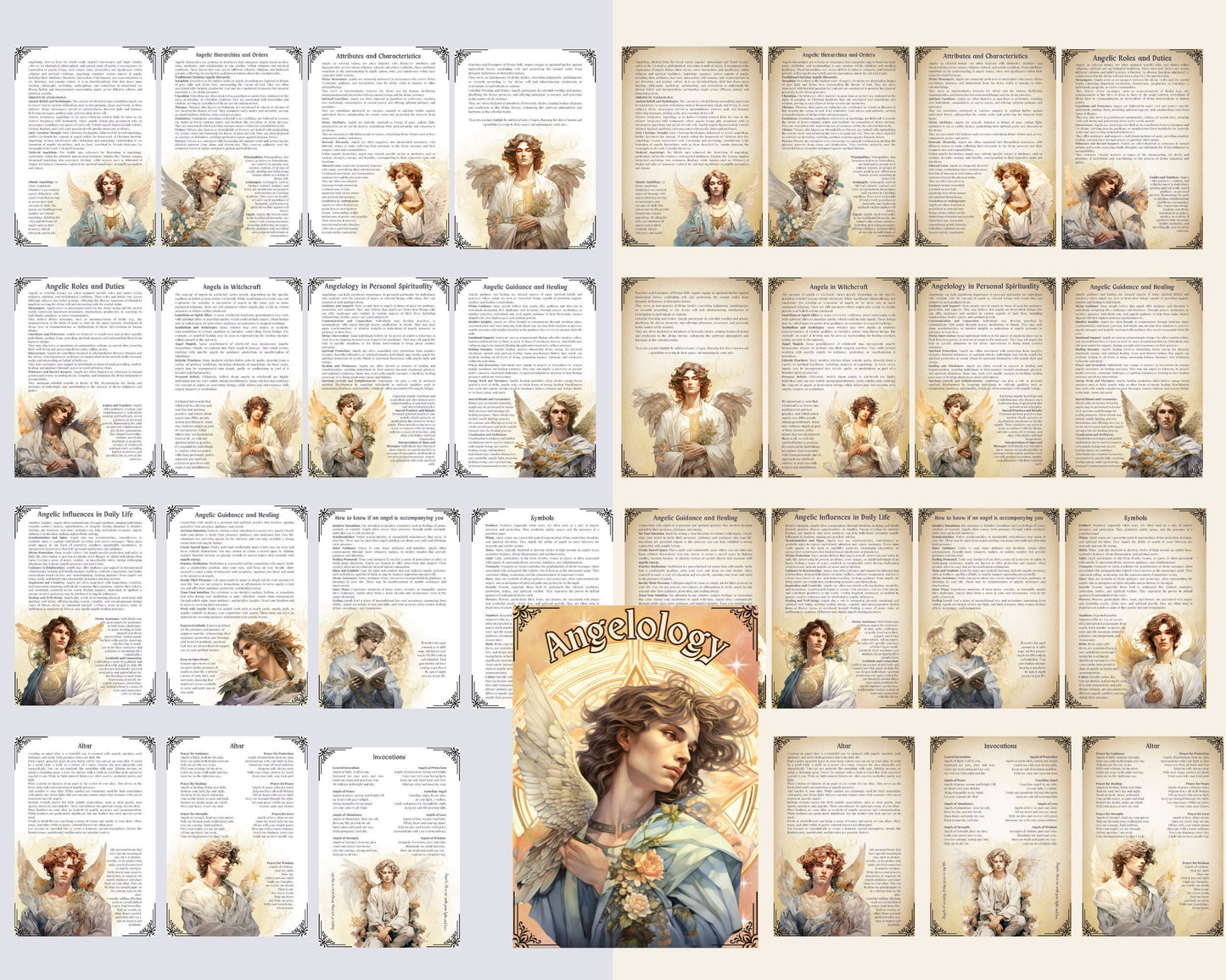 Angelology. Beautiful pages for your Grimoire or Book of Shadows. Printable