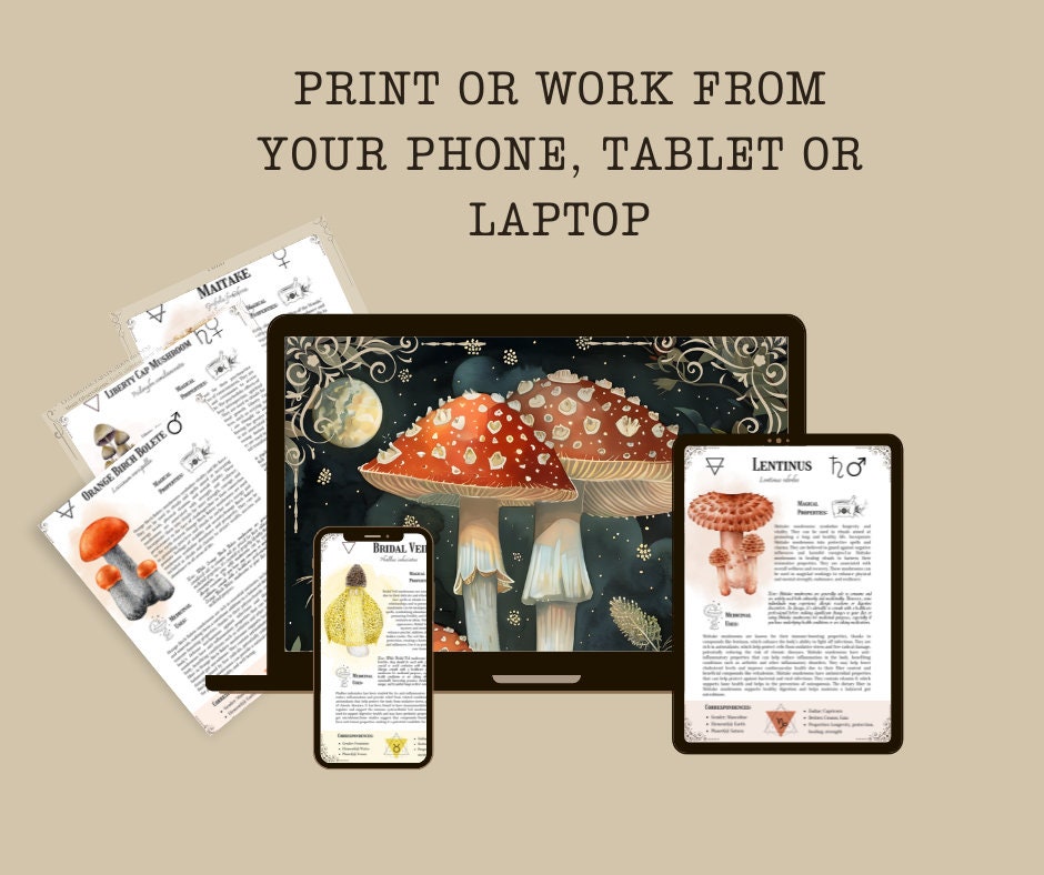 The ultimate guide of Mushrooms. 30 pages. Printable