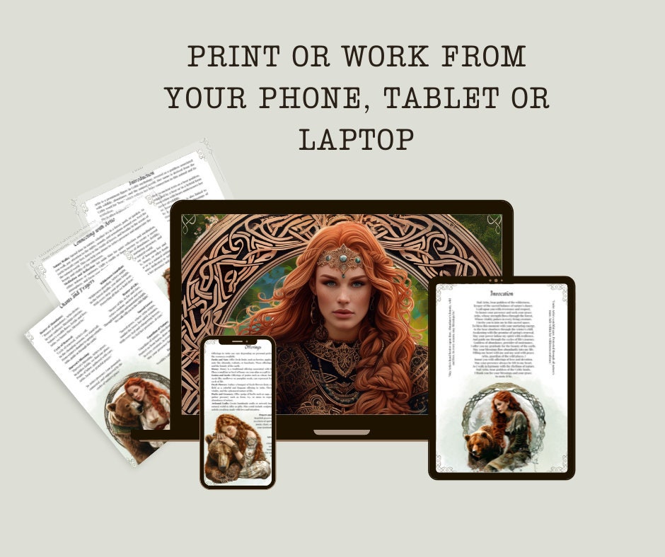 Artio, Celtic Bear Goddess of Wild Life. Beautiful pages for your Grimoire or Book Of Shadows. Printable.
